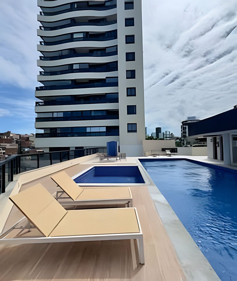 UNU Rio Vermelho: piscina, academia, vista mar, e+